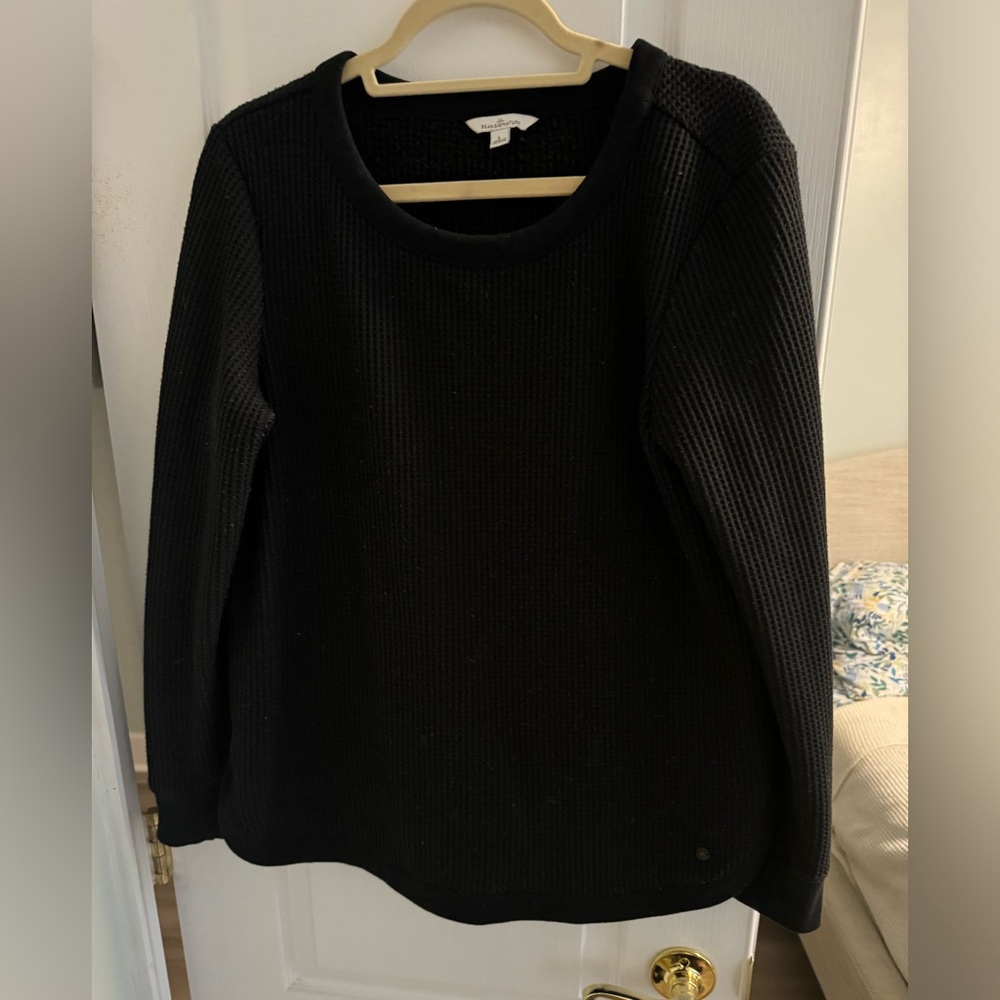 Large ll bean black waffle sweatshirt